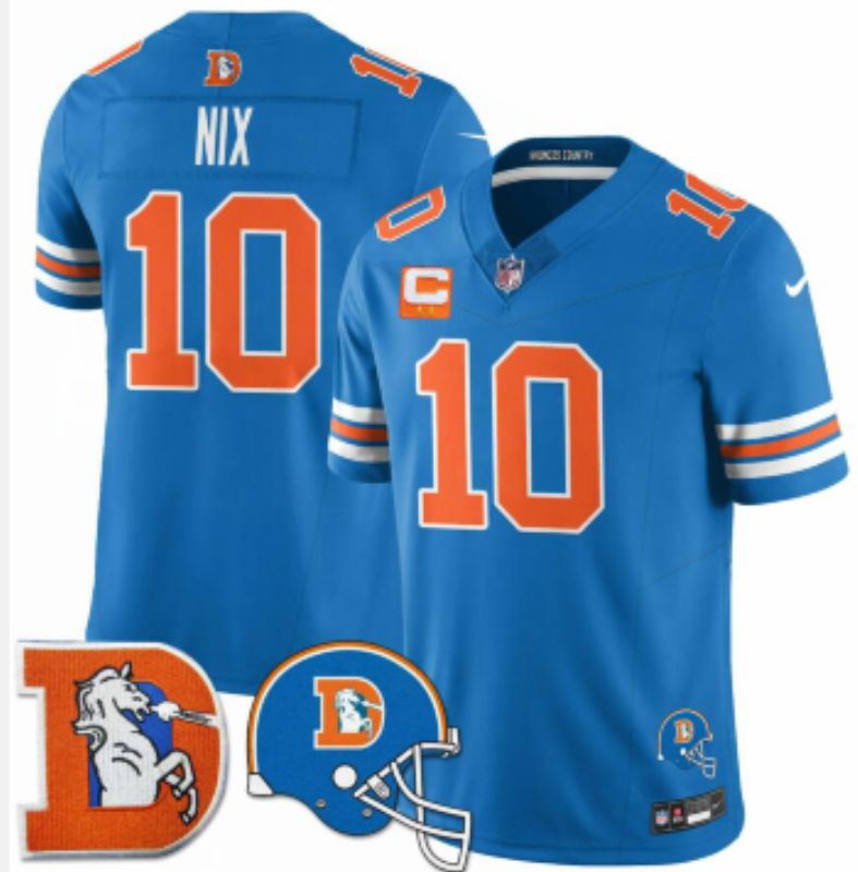 Men 2026 Denver Broncos #10 Nix blue 4th generations Throwback Nike Limited NFL Jersey 02